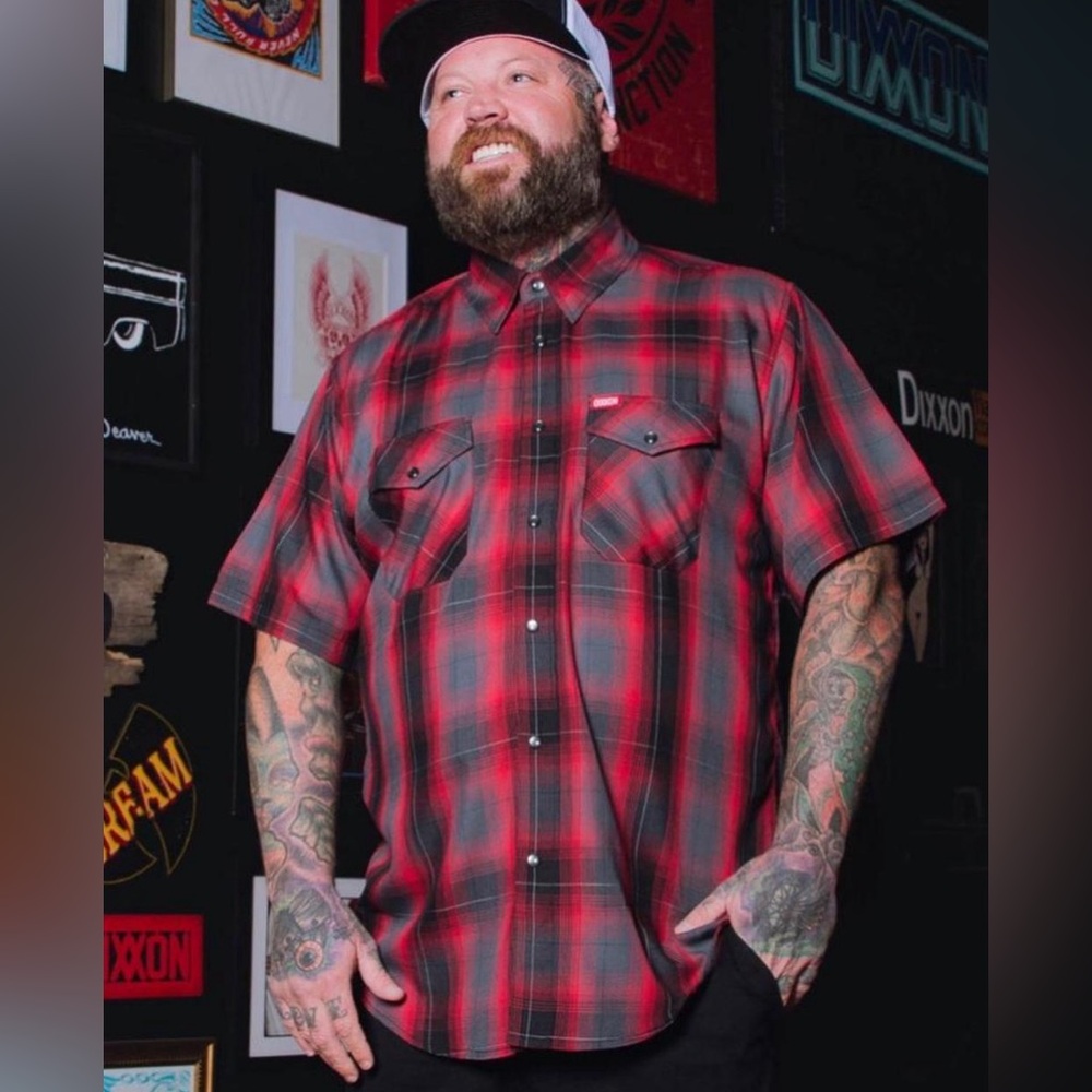DIXXON Red Black Blood Sweat & Tears Bamboo Short Sleeve soft flannel men’s 2XL